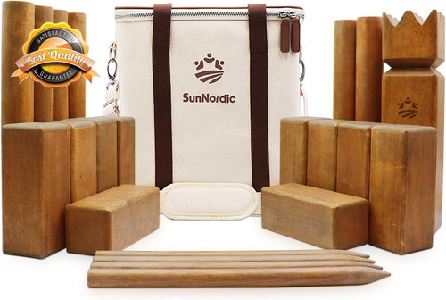 Rubber wood kubb yard - wood, set